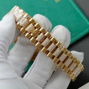 ROLEX DAY-DATE REPLICA WATCHES OMBRE DIAL WRAPPED GOLD MOISSANITE 36MM 9 ĐỒNG HỒ ROLEX DAY-DATE REPLICA MẶT SỐ OMBRE BỌC VÀNG MOISSANITE 36MM