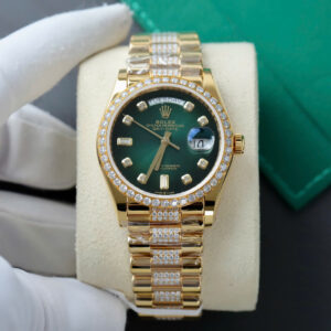 ROLEX DAY-DATE REPLICA WATCHES OMBRE DIAL WRAPPED GOLD MOISSANITE 36MM 1 ĐỒNG HỒ ROLEX DAY-DATE REPLICA MẶT SỐ OMBRE BỌC VÀNG MOISSANITE 36MM