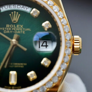 ROLEX DAY-DATE REPLICA WATCHES OMBRE DIAL WRAPPED GOLD MOISSANITE 36MM 4 ĐỒNG HỒ ROLEX DAY-DATE REPLICA MẶT SỐ OMBRE BỌC VÀNG MOISSANITE 36MM