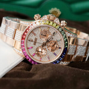 ĐỒNG HỒ ROLEX DAYTONA CHẾ TÁC RAINBOW 116595 BỌC VÀNG MOISSANITE RUBY 40MM 3 ĐỒNG HỒ ROLEX DAYTONA CHẾ TÁC RAINBOW 116595 BỌC VÀNG MOISSANITE RUBY 40MM