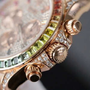 ĐỒNG HỒ ROLEX DAYTONA CHẾ TÁC RAINBOW 116595 BỌC VÀNG MOISSANITE RUBY 40MM 7 ĐỒNG HỒ ROLEX DAYTONA CHẾ TÁC RAINBOW 116595 BỌC VÀNG MOISSANITE RUBY 40MM
