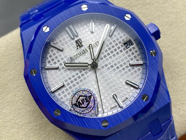 ĐỒNG HỒ AUDEMARS PIGUET ROYAL OAK 15500ST REPLICA GỐM XANH MẶT SỐ TRẮNG APS 41MM (10) ĐỒNG HỒ AUDEMARS PIGUET ROYAL OAK 15500ST REPLICA GỐM XANH MẶT SỐ TRẮNG APS 41MM (1)