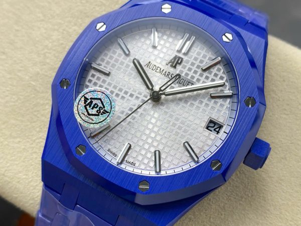 ĐỒNG HỒ AUDEMARS PIGUET ROYAL OAK 15500ST REPLICA GỐM XANH MẶT SỐ TRẮNG APS 41MM (11) ĐỒNG HỒ AUDEMARS PIGUET ROYAL OAK 15500ST REPLICA GỐM XANH MẶT SỐ TRẮNG APS 41MM (1)