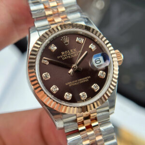 ĐỒNG HỒ ROLEX DATEJUST NỮ MẶT CHOCOLATE CỌC SỐ ĐÍNH ĐÁ NHÀ MÁY THB 31MM 1 DONG HO ROLEX DATEJUST NU MAT CHOCOLATE COC SO DINH DA NHA MAY THB 31MM 4