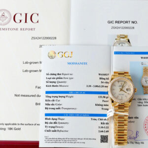 ĐỒNG HỒ ROLEX DAY-DATE MẶT SỐ XÀ CỪ CHẾ TÁC KIM CƯƠNG MOISSANITE BAGUETTE 36MM (1)