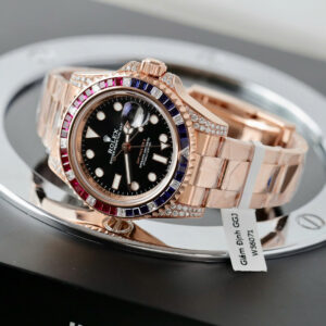 ROLEX GMT-MASTER II 126755 SARU WATCH GOLD WRAPPED WITH MOISSANITE DIAMONDS 41MM 3 ĐỒNG HỒ ROLEX GMT-MASTER II 126755 SARU BỌC VÀNG ĐỘ KIM CƯƠNG MOISSANITE 41MM (1)