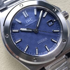 IWC Schaffhausen Ingenieur Replica Watches Blue Dial Stainless Steel V7 Factory 40mm 2 Dong Ho IWC Schaffhausen Ingenieur Rep 11 Cao Cap Day Kim Loai Xuong V7 40mm 4