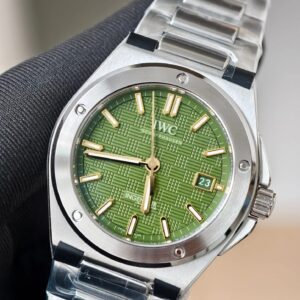 IWC Schaffhausen Ingenieur Best Replica Watches Green Dial V7 Factory 40mm 1 Dong Ho IWC Schaffhausen Ingenieur Rep 11 Cao Cap Mat xanh La Xuong V7 40mm 5