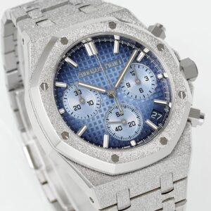AUDEMARS PIGUET ROYAL OAK 26240 GOOD IMITATION WATCH FROSTED BLUE DIAL APS FACTORY 41MM 4 DONG HO AUDEMARS PIGUET ROYAL OAK 26240 REP FROSTED MAT SO MAU XANH APS FACTORY 41MM 7