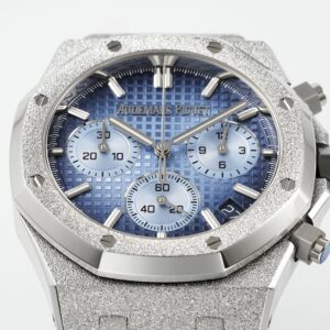 AUDEMARS PIGUET ROYAL OAK 26240 GOOD IMITATION WATCH FROSTED BLUE DIAL APS FACTORY 41MM 2 DONG HO AUDEMARS PIGUET ROYAL OAK 26240 REP FROSTED MAT SO MAU XANH APS FACTORY 41MM 9