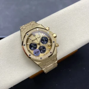 ĐỒNG HỒ AUDEMARS PIGUET ROYAL OAK 26240 REPLICA 11 FROSTED GOLD MẶT SỐ VÀNG ĐEN APS FACTORY 41MM 1 DONG HO AUDEMARS PIGUET ROYAL OAK 26240 REPLICA 11 FROSTED GOLD MAT SO VANG DEN APS FACTORY 41MM 7