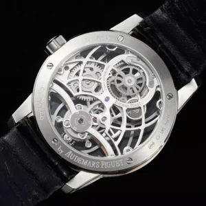 AUDEMARS PIGUET TOURBILLON 26600CR HIGH END WATCH REPLICA OPENWORKED BLACK LEATHER STRAP 41MM 8 DONG HO AUDEMARS PIGUET TOURBILLON 26600CR CHE TAC CAO CAP OPENWORKED DAY DA DEN 41MM 2