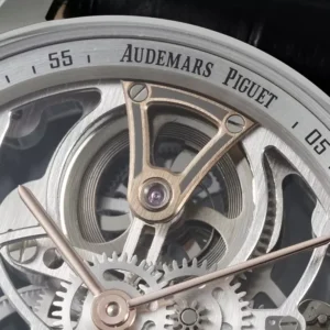 AUDEMARS PIGUET TOURBILLON 26600CR HIGH END WATCH REPLICA OPENWORKED BLACK LEATHER STRAP 41MM 3 DONG HO AUDEMARS PIGUET TOURBILLON 26600CR CHE TAC CAO CAP OPENWORKED DAY DA DEN 41MM 7
