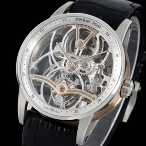 AUDEMARS PIGUET TOURBILLON 26600CR HIGH END WATCH REPLICA OPENWORKED BLACK LEATHER STRAP 41MM 2 DONG HO AUDEMARS PIGUET TOURBILLON 26600CR CHE TAC CAO CAP OPENWORKED DAY DA DEN 41MM 8