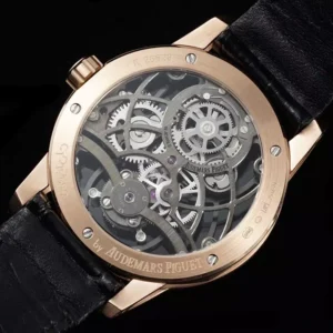 AUDEMARS PIGUET TOURBILLON 26600CR BEST REPLICA WATCHES OPENWORKED ROSE GOLD PLATE CASE LEATHER STRAP 41MM 7 DONG HO AUDEMARS PIGUET TOURBILLON 26600CR CHE TAC OPENWORKED VO MA VANG HONG 41MM 4