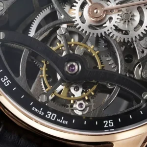 AUDEMARS PIGUET TOURBILLON 26600CR BEST REPLICA WATCHES OPENWORKED ROSE GOLD PLATE CASE LEATHER STRAP 41MM 4 DONG HO AUDEMARS PIGUET TOURBILLON 26600CR CHE TAC OPENWORKED VO MA VANG HONG 41MM 7