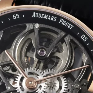 AUDEMARS PIGUET TOURBILLON 26600CR BEST REPLICA WATCHES OPENWORKED ROSE GOLD PLATE CASE LEATHER STRAP 41MM 3 DONG HO AUDEMARS PIGUET TOURBILLON 26600CR CHE TAC OPENWORKED VO MA VANG HONG 41MM 8