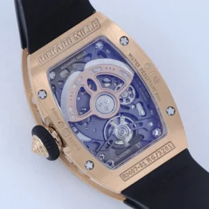 RICHARD MILLE RM07-01 HIGH END WATCH REPLICAS RHINESTONE ROSE GOLD CASE BLACK DIAL RUBBER STRAP ZF FACTORY 36MM 8 DONG HO NU RICHARD MILLE RM07 01 REPLICA CAO CAP DINH DA MAT DEN MA VANG HONG ZF FACTORY 36MM 2