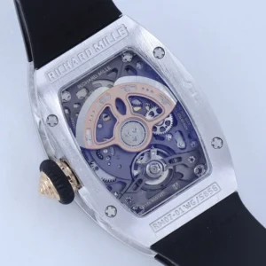 RICHARD MILLE RM07-01 BEST REPLICA WATCHES RHINESTONE CASE BLACK DIAL RUBBER STRAP ZF FACTORY 36MM 7 DONG HO NU RICHARD MILLE RM07 01 REPLICA CAO CAP DINH DA MAT DEN ZF FACTORY 36MM 2