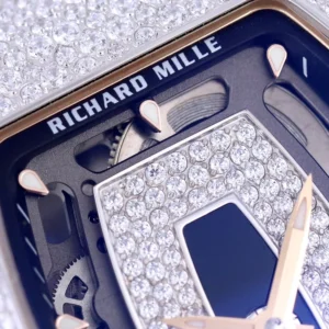 RICHARD MILLE RM07-01 BEST REPLICA WATCHES RHINESTONE CASE BLACK DIAL RUBBER STRAP ZF FACTORY 36MM 3 DONG HO NU RICHARD MILLE RM07 01 REPLICA CAO CAP DINH DA MAT DEN ZF FACTORY 36MM 6