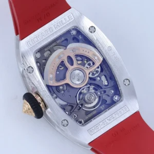 RICHARD MILLE RM07-01 IMITATION WATCHES RHINESTONE CASE RED DIAL RUBBER STRAP ZF FACTORY 36MM 7 DONG HO NU RICHARD MILLE RM07 01 REPLICA CAO CAP DINH DA MAT DO ZF FACTORY 36MM 3