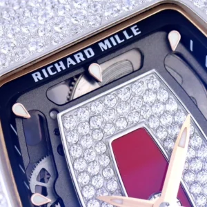 RICHARD MILLE RM07-01 IMITATION WATCHES RHINESTONE CASE RED DIAL RUBBER STRAP ZF FACTORY 36MM 3 DONG HO NU RICHARD MILLE RM07 01 REPLICA CAO CAP DINH DA MAT DO ZF FACTORY 36MM 7