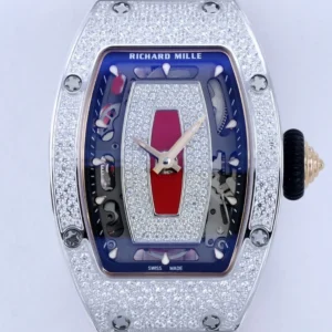 RICHARD MILLE RM07-01 IMITATION WATCHES RHINESTONE CASE RED DIAL RUBBER STRAP ZF FACTORY 36MM 1 DONG HO NU RICHARD MILLE RM07 01 REPLICA CAO CAP DINH DA MAT DO ZF FACTORY 36MM 9