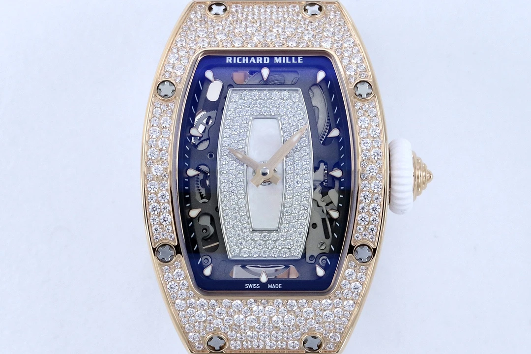 ĐỒNG HỒ NỮ RICHARD MILLE RM07-01 REPLICA CAO CẤP ĐÍNH ĐÁ MẶT TRẮNG MẠ VÀNG HỒNG ZF FACTORY 36MM (8) DONG HO NU RICHARD MILLE RM07 01 REPLICA CAO CAP DINH DA MAT TRANG MA VANG HONG ZF FACTORY 36MM 8