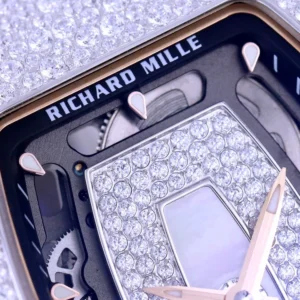 RICHARD MILLE RM07-01 KNOCK OFF WATCHES RHINESTONE CASE WHITE DIAL RUBBER STRAP ZF FACTORY 36MM 4 DONG HO NU RICHARD MILLE RM07 01 REPLICA CAO CAP DINH DA MAT TRANG ZF FACTORY 36MM 5
