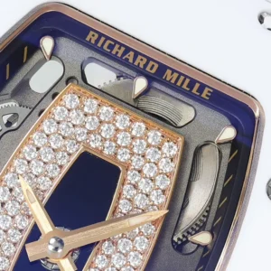 RICHARD MILLE RM07-01 KNOCK OFF WATCHES WHITE CERAMIC CASE ROSE GOLD PLATE RHINESTONE DIAL ZF FACTORY 31.5MM x 12MM 4 DONG HO NU RICHARD MILLE RM07 01 REPLICA VO GOM TRANG MAT SO DEN DINH DA ZF FACTORY 31.5MM x 12MM 6