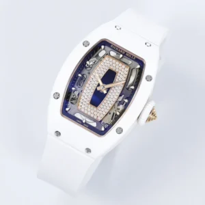 RICHARD MILLE RM07-01 KNOCK OFF WATCHES WHITE CERAMIC CASE ROSE GOLD PLATE RHINESTONE DIAL ZF FACTORY 31.5MM x 12MM 2 DONG HO NU RICHARD MILLE RM07 01 REPLICA VO GOM TRANG MAT SO DEN DINH DA ZF FACTORY 31.5MM x 12MM 8