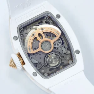 RICHARD MILLE RM07-01 GOOD IMITATION WATCHES RED RHINESTONE DIAL WHITE CERAMIC CASE ZF FACTORY 31.5MM x 12MM 7 DONG HO NU RICHARD MILLE RM07 01 REPLICA VO GOM TRANG MAT SO DO DINH DA ZF FACTORY 31.5MM x 12MM 3