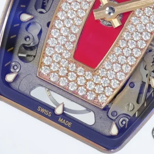 RICHARD MILLE RM07-01 GOOD IMITATION WATCHES RED RHINESTONE DIAL WHITE CERAMIC CASE ZF FACTORY 31.5MM x 12MM 4 DONG HO NU RICHARD MILLE RM07 01 REPLICA VO GOM TRANG MAT SO DO DINH DA ZF FACTORY 31.5MM x 12MM 6