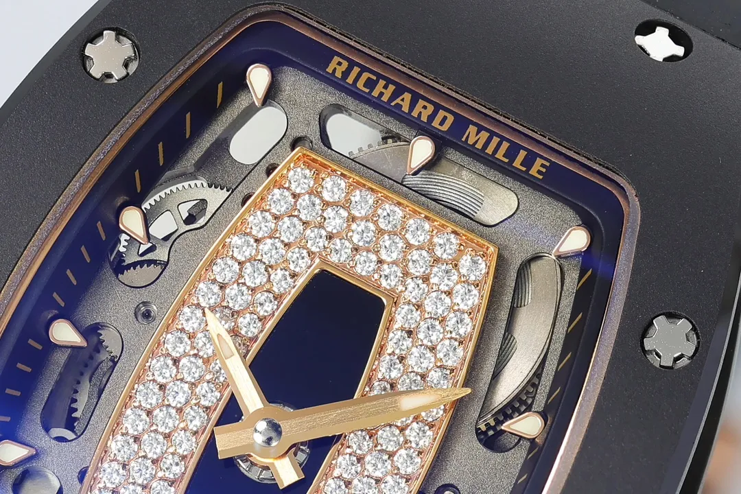 ĐỒNG HỒ NỮ RICHARD MILLE RM07 REPLICA VỎ GỐM ĐEN MẶT SỐ ĐEN ĐÍNH ĐÁ ZF FACTORY 31.5MM x 12MM (6) DONG HO NU RICHARD MILLE RM07 REPLICA VO GOM DEN MAT SO DEN DINH DA ZF FACTORY 31.5MM x 12MM 6