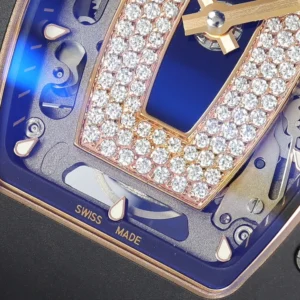 RICHARD MILLE RM07-01 LUXURY FAKE WATCHES BLACK CERAMIC CASE DIAL RHINESTONE ZF FACTORY 31.5MM x 12MM 4 DONG HO NU RICHARD MILLE RM07 REPLICA VO GOM DEN MAT SO DEN DINH DA ZF FACTORY 31.5MM x 12MM 7