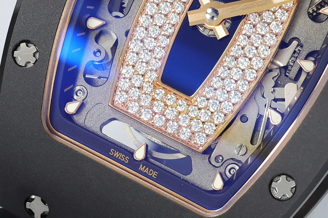 ĐỒNG HỒ NỮ RICHARD MILLE RM07 REPLICA VỎ GỐM ĐEN MẶT SỐ ĐEN ĐÍNH ĐÁ ZF FACTORY 31.5MM x 12MM (7) DONG HO NU RICHARD MILLE RM07 REPLICA VO GOM DEN MAT SO DEN DINH DA ZF FACTORY 31.5MM x 12MM 7