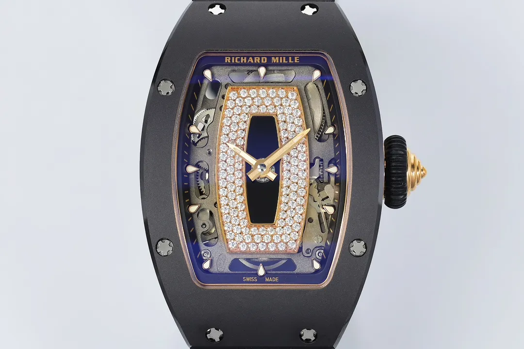 ĐỒNG HỒ NỮ RICHARD MILLE RM07 REPLICA VỎ GỐM ĐEN MẶT SỐ ĐEN ĐÍNH ĐÁ ZF FACTORY 31.5MM x 12MM (8) DONG HO NU RICHARD MILLE RM07 REPLICA VO GOM DEN MAT SO DEN DINH DA ZF FACTORY 31.5MM x 12MM 8