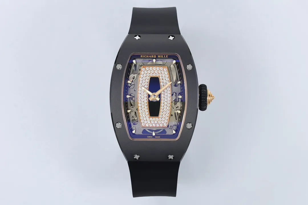 ĐỒNG HỒ NỮ RICHARD MILLE RM07 REPLICA VỎ GỐM ĐEN MẶT SỐ ĐEN ĐÍNH ĐÁ ZF FACTORY 31.5MM x 12MM (9) DONG HO NU RICHARD MILLE RM07 REPLICA VO GOM DEN MAT SO DEN DINH DA ZF FACTORY 31.5MM x 12MM 9