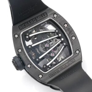 RICHARD MILLE RM59-01 LUXURY REPLICA WATCHES ALL BLACK CARBON CASE TOURBILLON 43x50MM 7 DONG HO RICHARD MILLE RM59 01 CHE TAC VO CARBON DEN MAT SO MAU DEN TOURBILLON 43x50MM 3