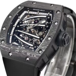 RICHARD MILLE RM59-01 LUXURY REPLICA WATCHES ALL BLACK CARBON CASE TOURBILLON 43x50MM 4 DONG HO RICHARD MILLE RM59 01 CHE TAC VO CARBON DEN MAT SO MAU DEN TOURBILLON 43x50MM 6