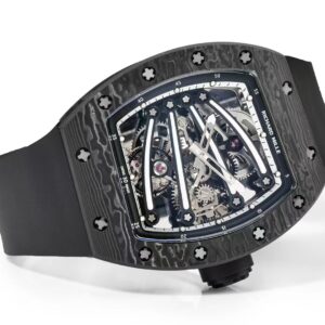 RICHARD MILLE RM59-01 LUXURY REPLICA WATCHES ALL BLACK CARBON CASE TOURBILLON 43x50MM 3 DONG HO RICHARD MILLE RM59 01 CHE TAC VO CARBON DEN MAT SO MAU DEN TOURBILLON 43x50MM 7