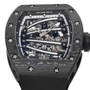 RICHARD MILLE RM59-01 LUXURY REPLICA WATCHES ALL BLACK CARBON CASE TOURBILLON 43x50MM 2 DONG HO RICHARD MILLE RM59 01 CHE TAC VO CARBON DEN MAT SO MAU DEN TOURBILLON 43x50MM 8