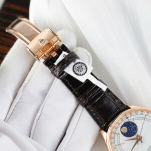ROLEX CELLINI MOONPHASE HIGH END WATCH REPLICAS ROSE GOLD 18K COVER LEATHER STRAP 39MM 7 DONG HO ROLEX CELLINI REPLICA BOC VANG 1