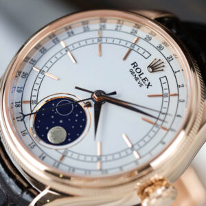 ROLEX CELLINI MOONPHASE HIGH END WATCH REPLICAS ROSE GOLD 18K COVER LEATHER STRAP 39MM 5 DONG HO ROLEX CELLINI REPLICA BOC VANG 6