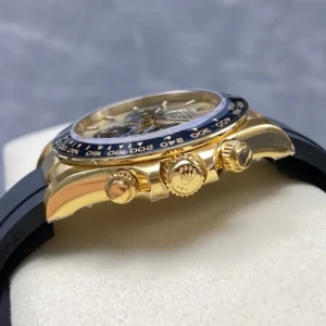 ROLEX COSMOGRAPH DAYTONA M126518LN-0012 HIGH END REPLICA WATCHES GOLD PLATE LUMINOUS HOURS OYSTERFLEX STRAP VS FACTORY 40MM 6 DONG HO ROLEX COSMOGRAPH DAYTONA M126518LN 0012 REP MA VANG DAY OYSTERFLEX VS FACTORY 2