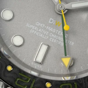 ROLEX DIW GMT-MASTER II KNOCK OFF WATCHES CARBON FIBER CASE GREY DIAL GREEN FABRIC STRAP DIW FACTORY 40MM 4 DONG HO ROLEX DIW GMT MASTER II REP 11 VO CARBON FIBER MAT SO XAM DAY VAI DIW FACTORY 40MM 6