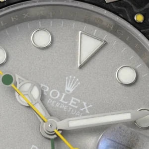 ROLEX DIW GMT-MASTER II KNOCK OFF WATCHES CARBON FIBER CASE GREY DIAL GREEN FABRIC STRAP DIW FACTORY 40MM 3 DONG HO ROLEX DIW GMT MASTER II REP 11 VO CARBON FIBER MAT SO XAM DAY VAI DIW FACTORY 40MM 7