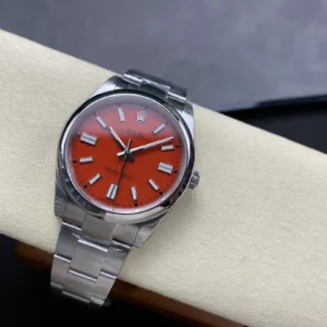 ROLEX OYSTER PERPETUAL M124300-0007 GOOD IMITATION WATCHES RED DIAL AUTOMATIC VS FACTORY 41MM 1 DONG HO ROLEX OYSTER PERPETUAL M124300 0007 REPLICA CAO CAP MAT SO MAU DO VS FACTORY 42MM 8
