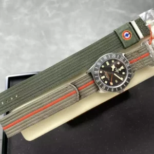 TUDOR PELAGOS GMT REPLICA WATCH TITANIUM CASE BLACK DIAL FABRIC STRAP 42MM 4 DONG HO TUDOR PELAGOS GMT REPLICA 11 VO TITANIUM MAT SO MAU DEN DAY VAI 42MM 7