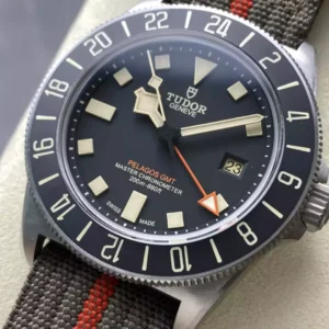 TUDOR PELAGOS GMT REPLICA WATCH TITANIUM CASE BLACK DIAL FABRIC STRAP 42MM 3 DONG HO TUDOR PELAGOS GMT REPLICA 11 VO TITANIUM MAT SO MAU DEN DAY VAI 42MM 8